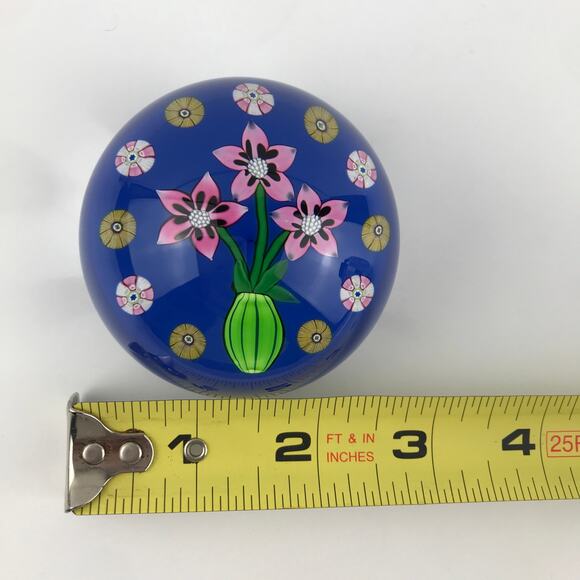 Perthshire 1984A Flower Pot Lampwork Flowers in Vase Millefiori Cane Paperweight - Picture 7 of 11